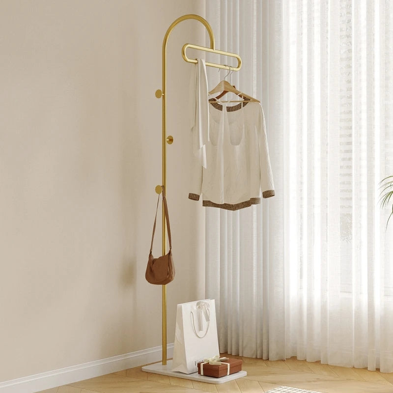 Linea – Modern Freestanding Clothes Rack with Hooks – Fixturic