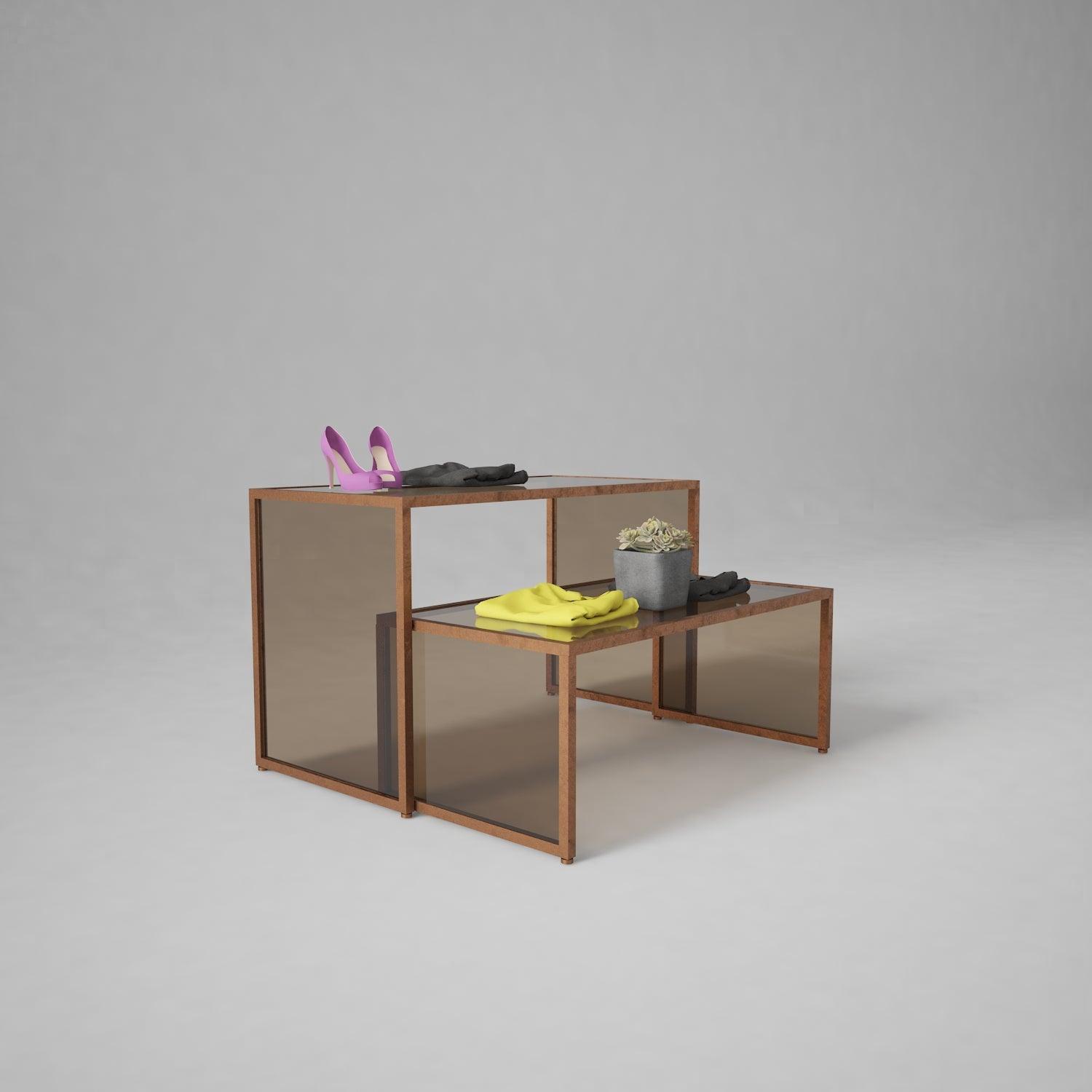 Glass Nesting Table | Display Table for Clothing Stores - Fixturic