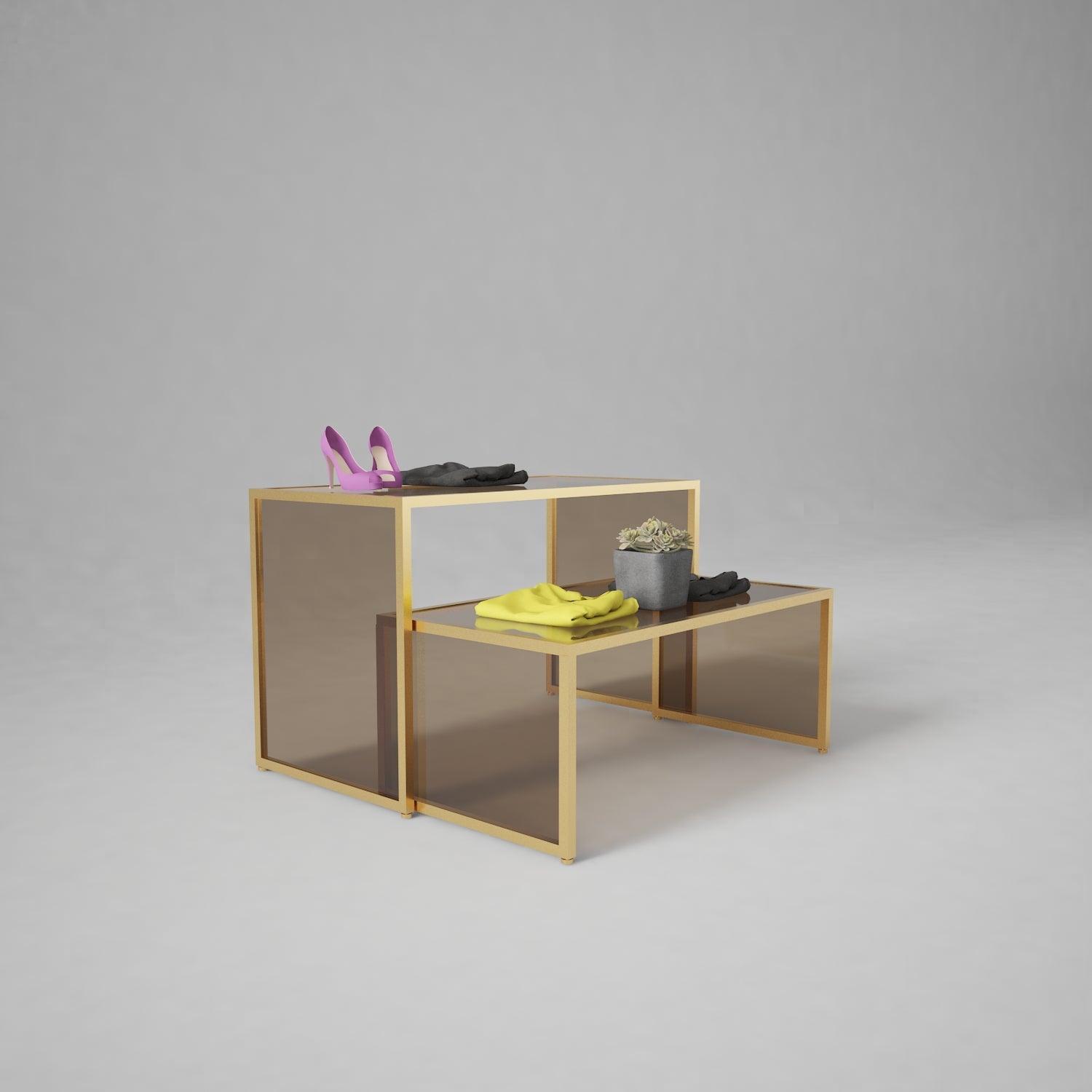 Glass Nesting Table | Display Table for Clothing Stores - Fixturic