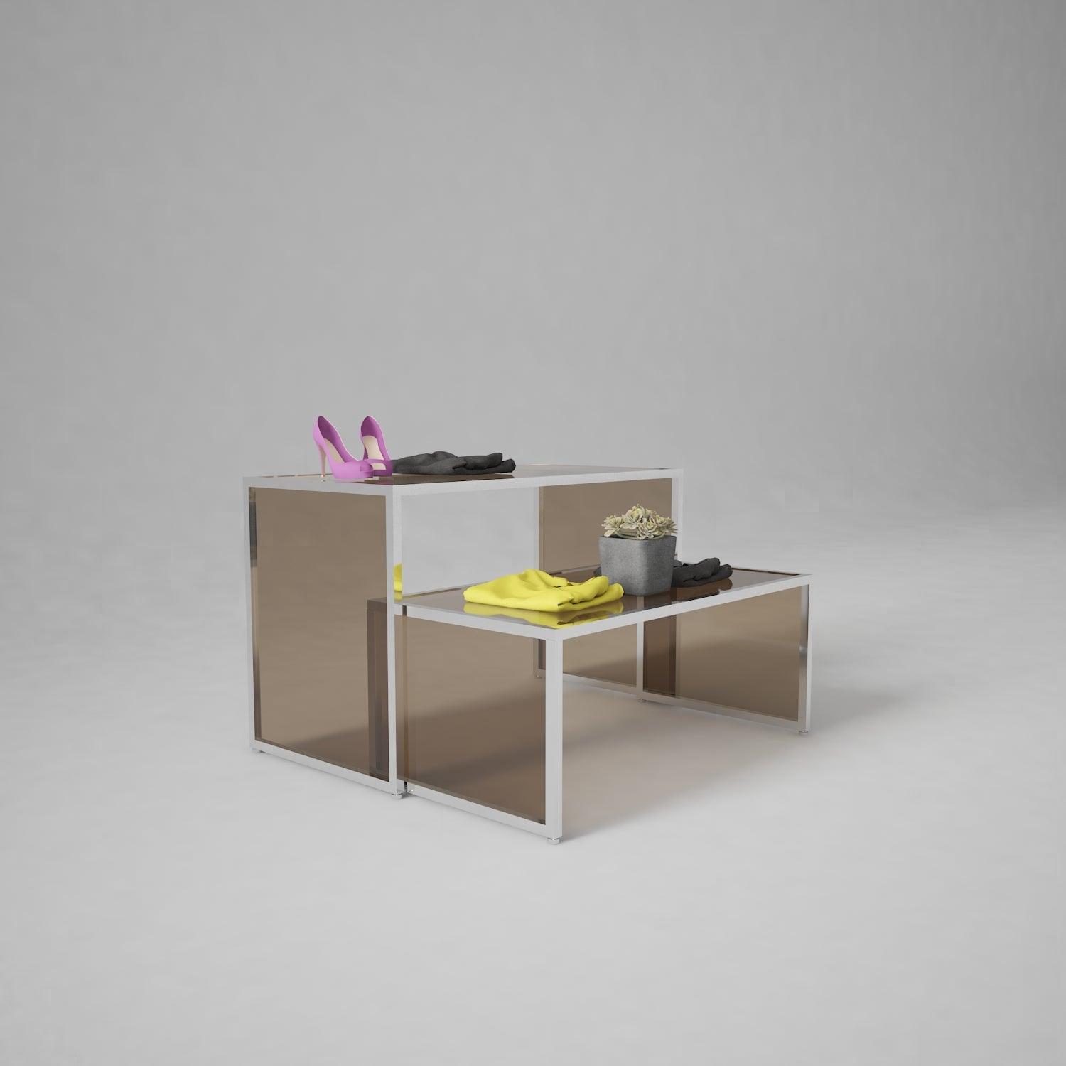 Glass Nesting Table | Display Table for Clothing Stores - Fixturic