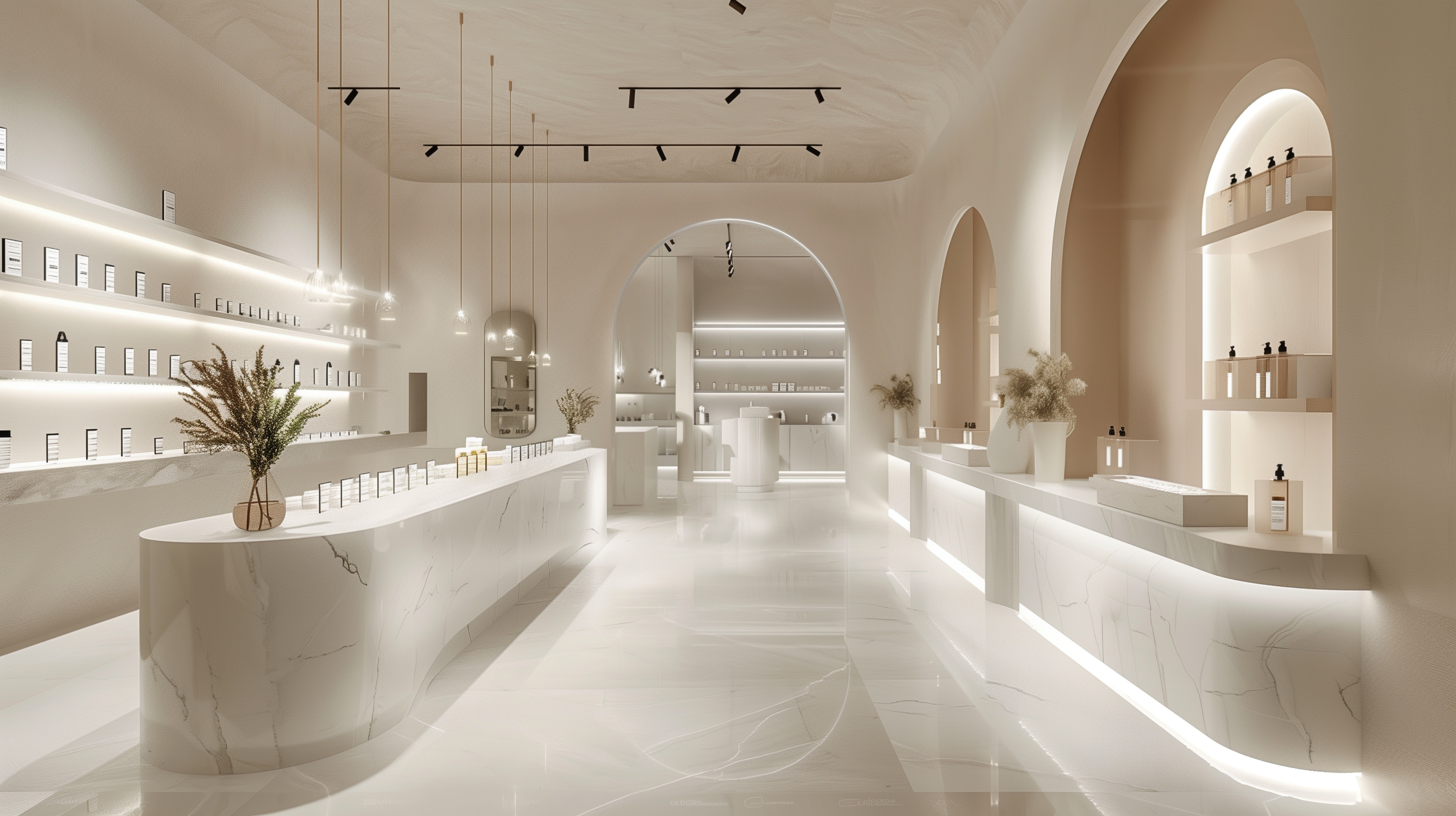 interior design of a skincare store